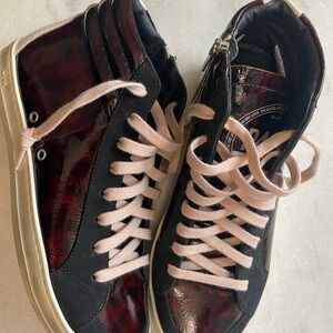 P448 Black and Burgundy High-Top Sneakers